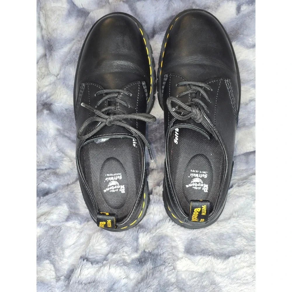 EUC Dr Martens Audrick Platform Derby‎ 3 Eye Shoe Black Leather women 10 EU 42